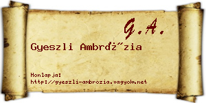 Gyeszli Ambrózia névjegykártya